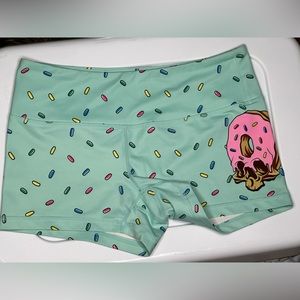 Woman’s small skull donut feed me fight me shorts